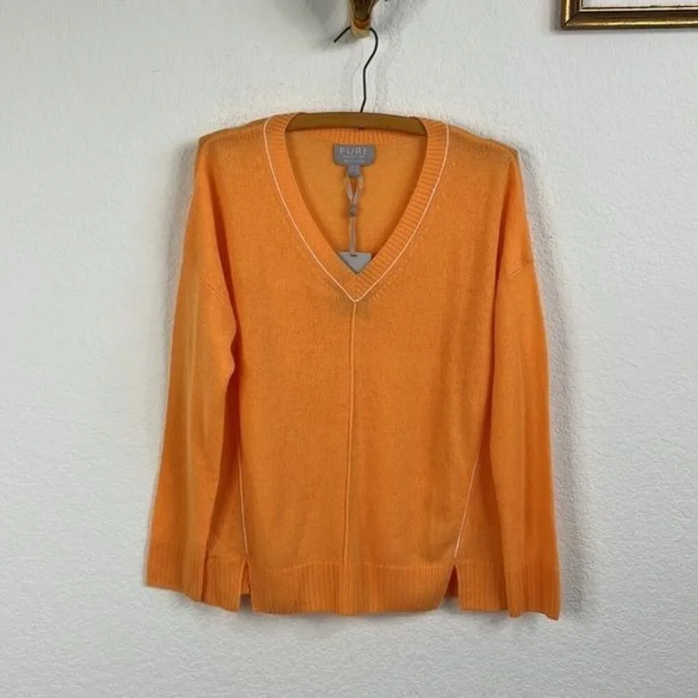 Pure Cashmere Gassato Tipped V Neck Sweater - Picture 2 of 8